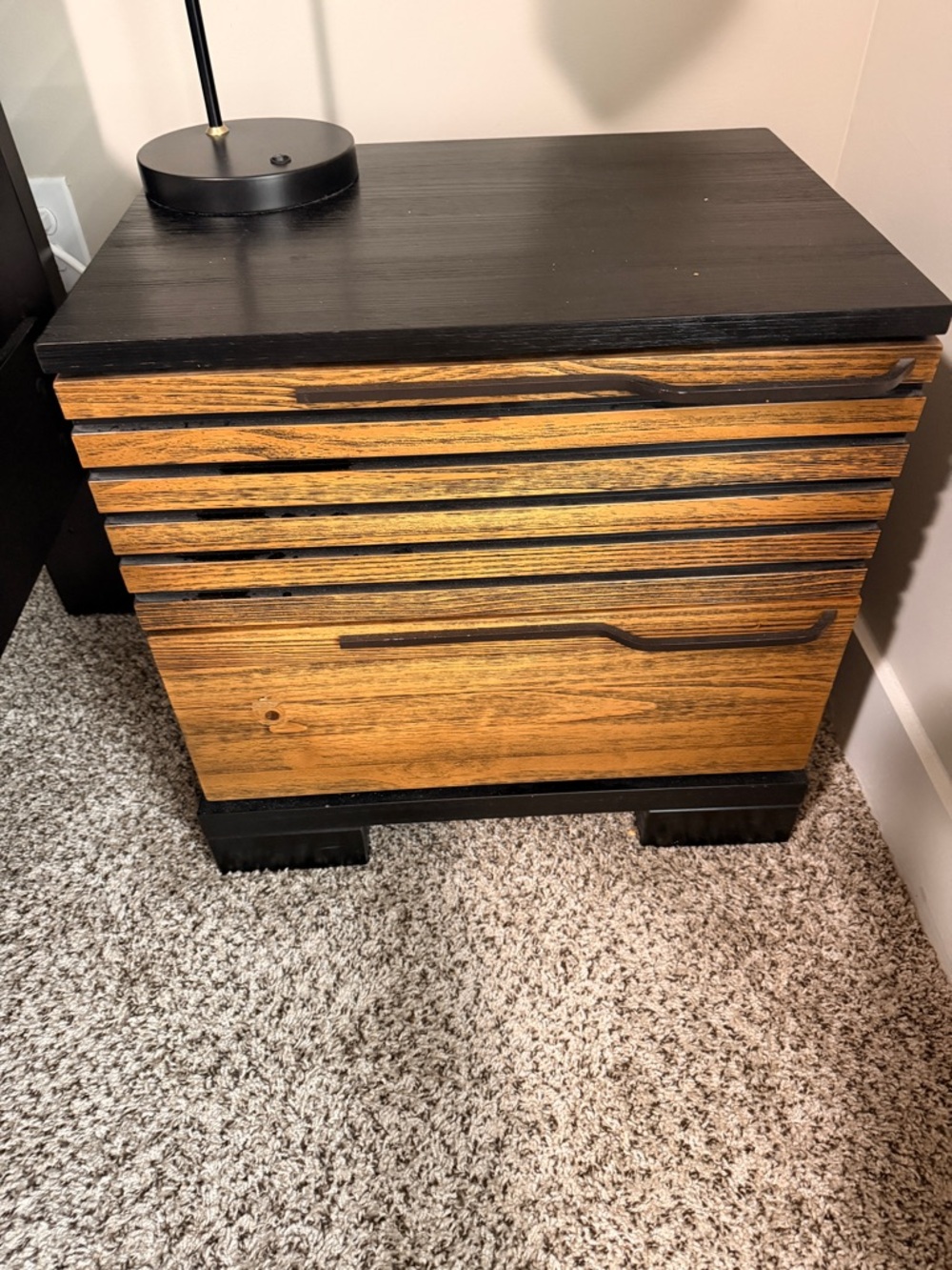 Mid-Century Modern Two-Tone Wood Nightstand
